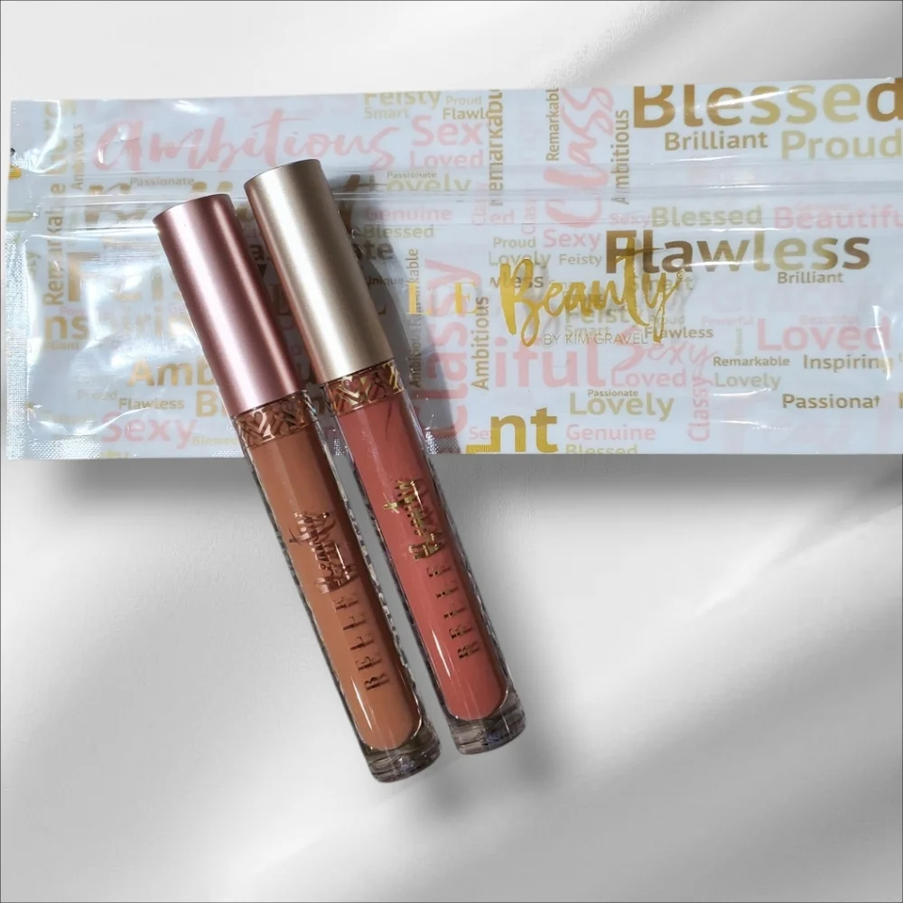 BELLE Beauty By Kim Gravel 2pc Brown Nude & Berry Nude Lip Fixer NEW